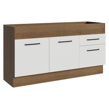 Balcão de Pia Madesa Agata 150 cm 2 Portas e 2 Gavetas (Sem Tampo e Pia) Rustic/Branco