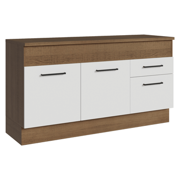 Balcão Madesa Agata 150 cm 2 Portas e 2 Gavetas (Com Tampo) Rustic/Branco