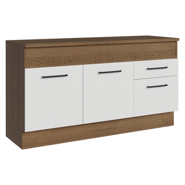 Balcão Madesa Agata 150 cm 2 Portas e 2 Gavetas (Com Tampo) Rustic/Branco