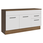 Balcão Gabinete Madesa Agata 150 cm 2 Gavetas 2 Portas (Com Tampo) Rustic/Branco