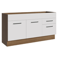 Balcão Gabinete de Pia Madesa Agata 150 cm 2 Portas e 2 Gavetas (Sem Tampo e Pia) Rustic/Branco