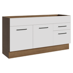 Balcão Gabinete de Pia Madesa Agata 150 cm 2 Portas e 2 Gavetas (Sem Tampo e Pia) Rustic/Branco