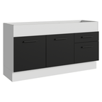 Balcão de Pia Madesa Agata 150 cm 2 Portas e 2 Gavetas (Sem Tampo e Pia) Branco/Preto