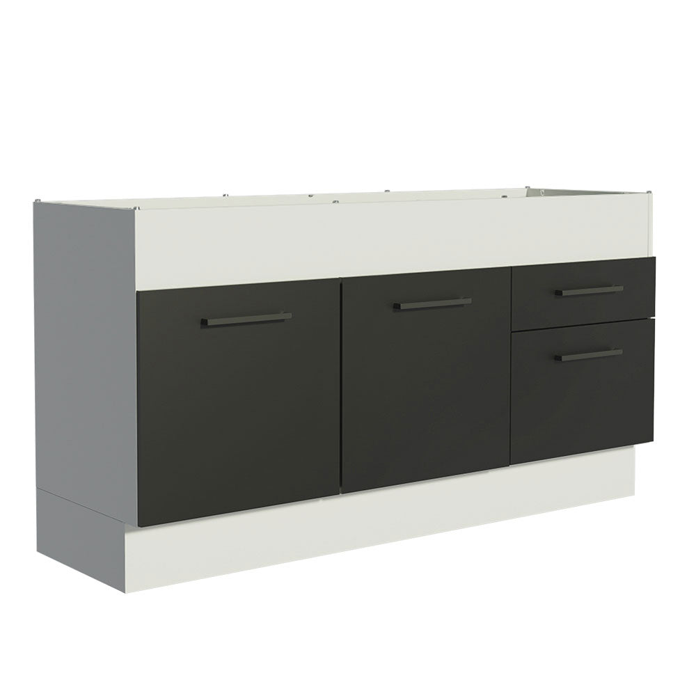 Balcão de Pia Madesa Agata 150 cm 2 Portas e 2 Gavetas (Sem Tampo e Pia) Branco/Preto