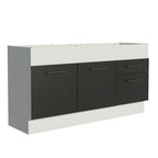 Balcão de Pia Madesa Agata 150 cm 2 Portas e 2 Gavetas (Sem Tampo e Pia) Branco/Preto