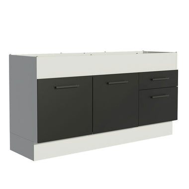 Balcão de Pia Madesa Agata 150 cm 2 Portas e 2 Gavetas (Sem Tampo e Pia) Branco/Preto