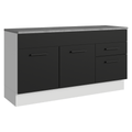 Balcão Gabinete Madesa Agata 150 cm 2 Gavetas 2 Portas (Com Tampo) Branco/Preto