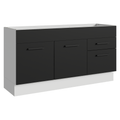 Balcão Gabinete de Pia Madesa Agata 150 cm 2 Portas e 2 Gavetas (Sem Tampo e Pia) Branco/Preto
