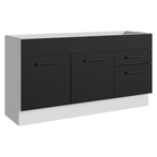 Balcão Gabinete de Pia Madesa Agata 150 cm 2 Portas e 2 Gavetas (Sem Tampo e Pia) Branco/Preto