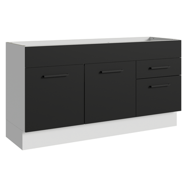 Balcão Gabinete de Pia Madesa Agata 150 cm 2 Portas e 2 Gavetas (Sem Tampo e Pia) Branco/Preto