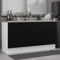 Balcão Gabinete de Pia Madesa Agata 150 cm 2 Portas e 2 Gavetas (Sem Tampo e Pia) Branco/Preto