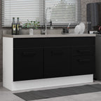 Balcão Gabinete de Pia Madesa Agata 150 cm 2 Portas e 2 Gavetas (Sem Tampo e Pia) Branco/Preto