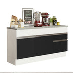 Balcão Madesa Glamy 150 cm 2 Portas e 2 Gavetas (Com Tampo) Branco/Preto