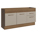 Balcão de Pia 150 cm 2 Portas e 2 Gavetas (Sem Tampo e Pia) Rustic/Crema Agata Madesa