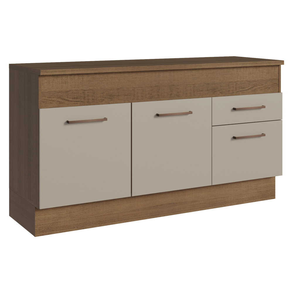 Balcão 150 cm 2 Portas e 2 Gavetas (Com Tampo) Rustic/Crema Agata Madesa