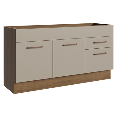 Balcão Gabinete de Pia 150 cm 2 Portas e 2 Gavetas (Sem Tampo e Pia) Rustic/Crema Agata Madesa