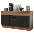 Balcão Madesa Agata 150 cm 2 Portas e 2 Gavetas (Com Tampo) Rustic/Preto