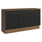 Balcão Gabinete Madesa Agata 150 cm 2 Gavetas 2 Portas (Com Tampo) Rustic/Preto
