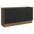 Balcão Gabinete de Pia Madesa Agata 150 cm 2 Portas e 2 Gavetas (Sem Tampo e Pia) Rustic/Preto