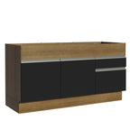 Balcão de Pia Madesa Glamy 150 cm 2 Portas e 2 Gavetas (Sem Tampo e Pia) Rustic/Preto