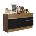 Balcão Madesa Glamy 150 cm 2 Portas e 2 Gavetas (Com Tampo) Rustic/Preto