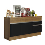 Balcão Madesa Glamy 150 cm 2 Portas e 2 Gavetas (Com Tampo) Rustic/Preto