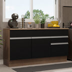 Balcão Gabinete Madesa Glamy 150 cm 2 Gavetas 2 Portas (Com Tampo) Rustic/Preto