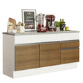 Balcão Madesa Glamy 150 cm 2 Portas e 2 Gavetas (Com Tampo) Branco/Rustic
