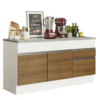 Balcão Madesa Glamy 150 cm 2 Portas e 2 Gavetas (Com Tampo) Branco/Rustic