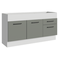Balcão de Pia Madesa Agata 150 cm 2 Portas e 2 Gavetas (Sem Tampo e Pia) Branco/Cinza