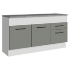 Balcão Madesa Agata 150 cm 2 Portas e 2 Gavetas (Com Tampo) Branco/Cinza
