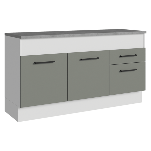 Balcão Madesa Agata 150 cm 2 Portas e 2 Gavetas (Com Tampo) Branco/Cinza