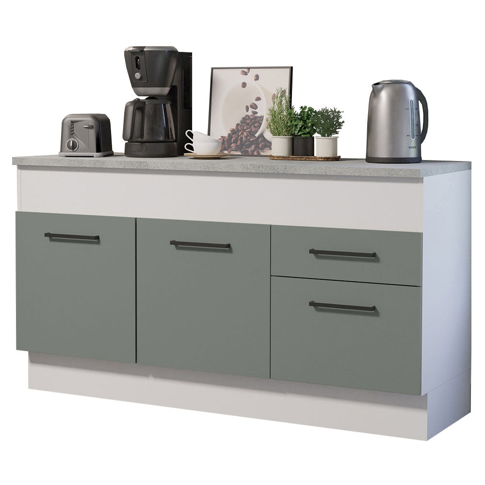 Balcão Madesa Agata 150 cm 2 Portas e 2 Gavetas (Com Tampo) Branco/Cinza