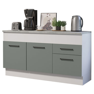 Balcão Madesa Agata 150 cm 2 Portas e 2 Gavetas (Com Tampo) Branco/Cinza