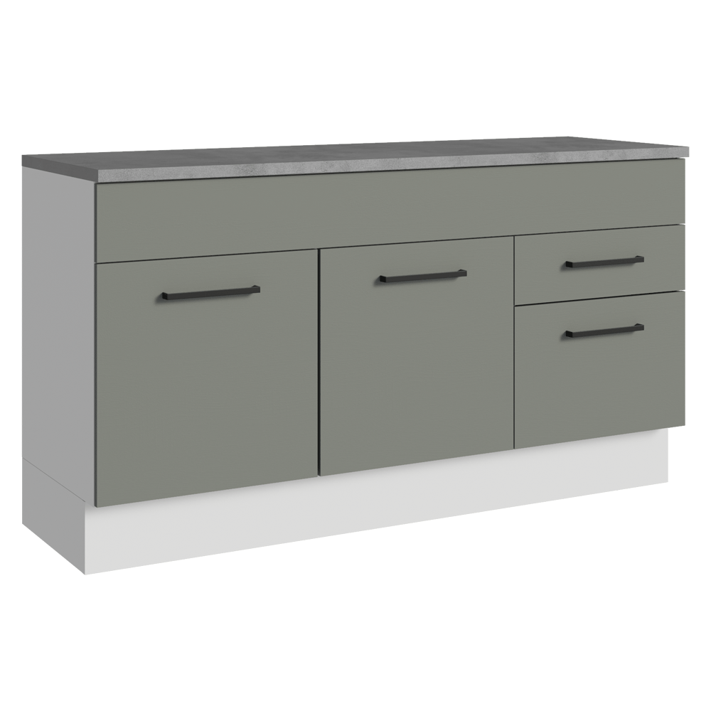Balcão Gabinete Madesa Agata 150 cm 2 Gavetas 2 Portas (Com Tampo) Branco/Cinza