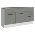 Balcão Gabinete Madesa Agata 150 cm 2 Gavetas 2 Portas (Com Tampo) Branco/Cinza