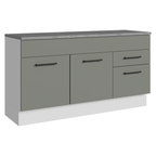 Balcão Gabinete Madesa Agata 150 cm 2 Gavetas 2 Portas (Com Tampo) Branco/Cinza