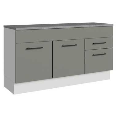Balcão Gabinete Madesa Agata 150 cm 2 Gavetas 2 Portas (Com Tampo) Branco/Cinza