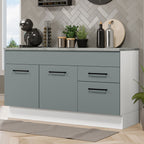 Balcão Gabinete Madesa Agata 150 cm 2 Gavetas 2 Portas (Com Tampo) Branco/Cinza