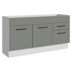 Balcão Gabinete de Pia Madesa Agata 150 cm 2 Portas e 2 Gavetas (Sem Tampo e Pia) Branco/Cinza