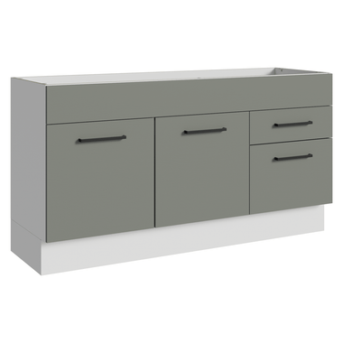 Balcão Gabinete de Pia Madesa Agata 150 cm 2 Portas e 2 Gavetas (Sem Tampo e Pia) Branco/Cinza