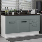 Balcão Gabinete de Pia Madesa Agata 150 cm 2 Portas e 2 Gavetas (Sem Tampo e Pia) Branco/Cinza