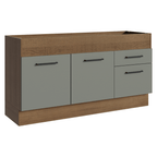 Balcão de Pia Madesa Agata 150 cm 2 Portas e 2 Gavetas (Sem Tampo e Pia) Rustic/Cinza