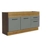 Balcão de Pia Madesa Agata 150 cm 2 Portas e 2 Gavetas (Sem Tampo e Pia) Rustic/Cinza