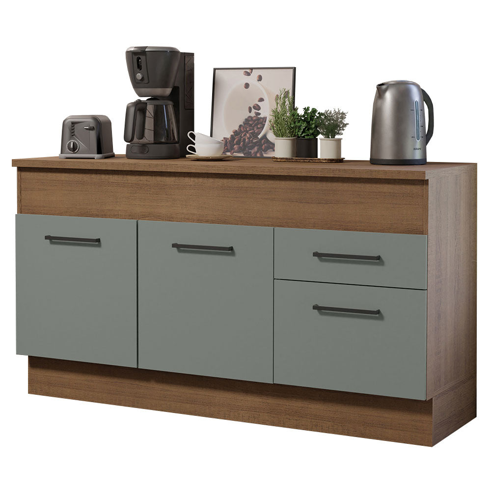 Balcão Madesa Agata 150 cm 2 Portas e 2 Gavetas (Com Tampo) Rustic/Cinza
