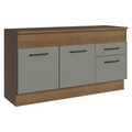 Balcão Madesa Agata 150 cm 2 Portas e 2 Gavetas (Com Tampo) Rustic/Cinza