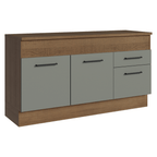 Balcão Madesa Agata 150 cm 2 Portas e 2 Gavetas (Com Tampo) Rustic/Cinza
