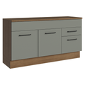 Balcão Gabinete Madesa Agata 150 cm 2 Gavetas 2 Portas (Com Tampo) Rustic/Cinza