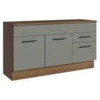 Balcão Gabinete Madesa Agata 150 cm 2 Gavetas 2 Portas (Com Tampo) Rustic/Cinza