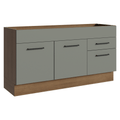 Balcão Gabinete de Pia Madesa Agata 150 cm 2 Portas e 2 Gavetas (Sem Tampo e Pia) Rustic/Cinza